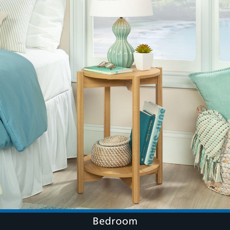 round Modern Dowel End Table, Natural Teak Finish11
