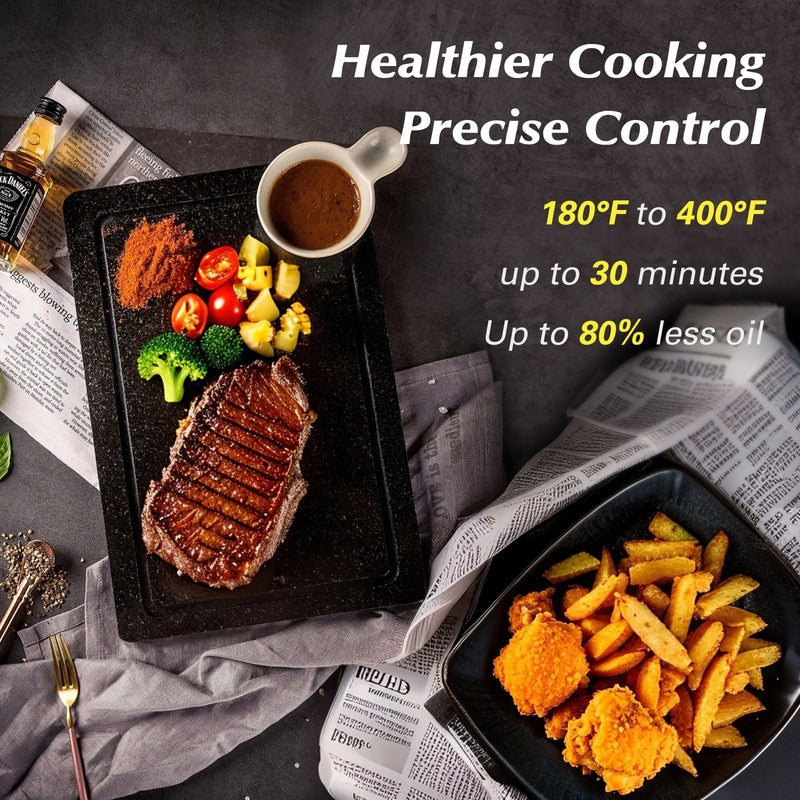 5.2QT 8-in-1 Air Fryer, 400℉ Max, Digital Screen, Visible Window, Oil-Less Black1