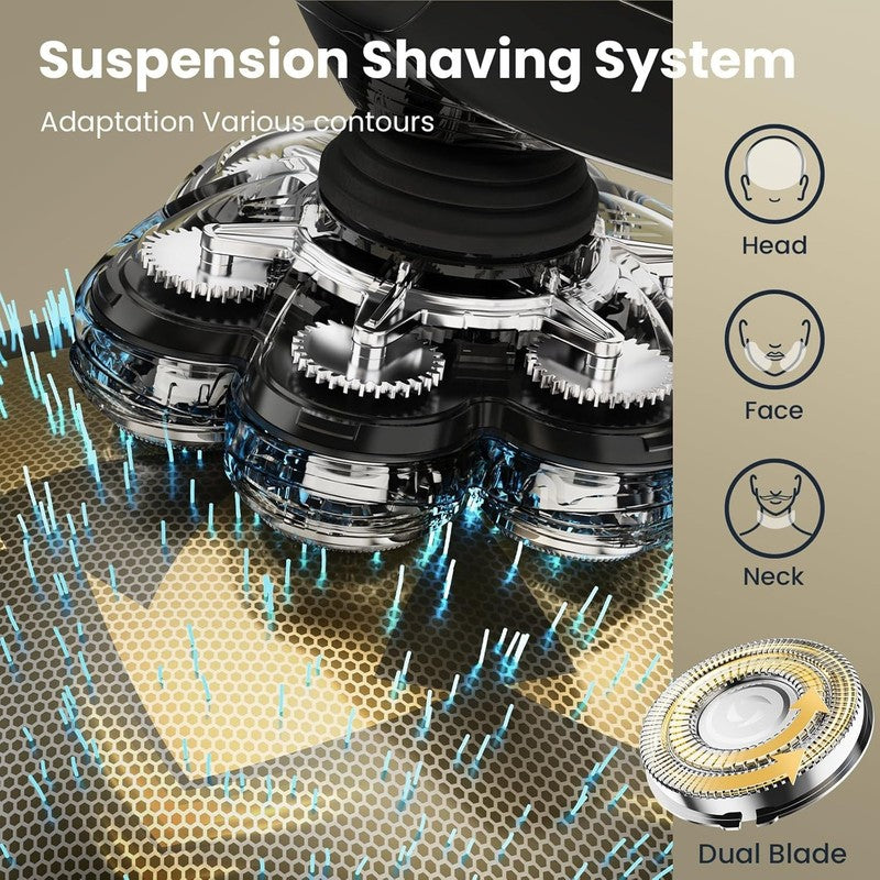 7D Waterproof Head Shaver for Bald Men with LED Display & Type-C Charge3