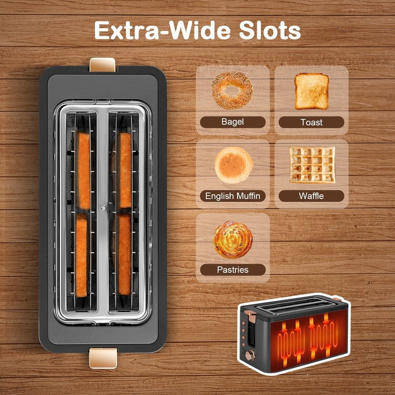 4-Slice Stainless Steel Toaster Digital Timer 1300W Crumb Tray Grey3