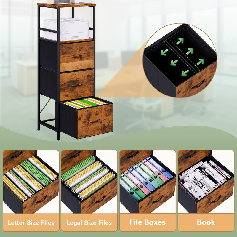File Storage Cabinet with Adjusted Size 3 Drawers, 4 Wheels Vertical Wood File C11