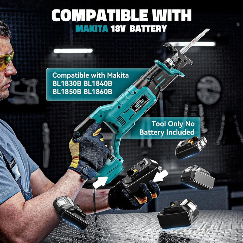 Cordless Reciprocating Saw Compatible with Makita 18V Battery4