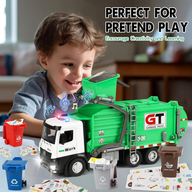 Garbage Truck Toys for Kids Boys, Play Vehicle Trash Truck Toys with Dumpster an2
