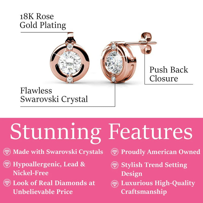 Zara 18K Rose Gold Plated Stud Earrings with Crystals Gift for Women1