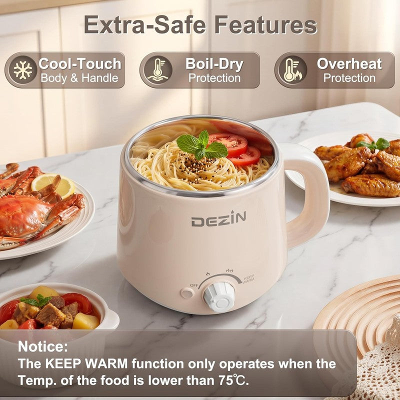 1.6L Electric Pot Ramen Cooker Stainless Steel Hot Pot Temp Control Warmer6