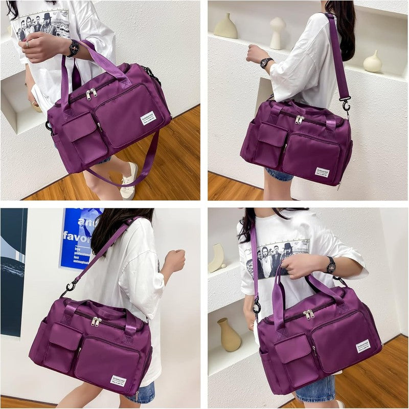 Women Gym Duffle Bag Travel Weekender Carry On w/ Shoe Compartment1