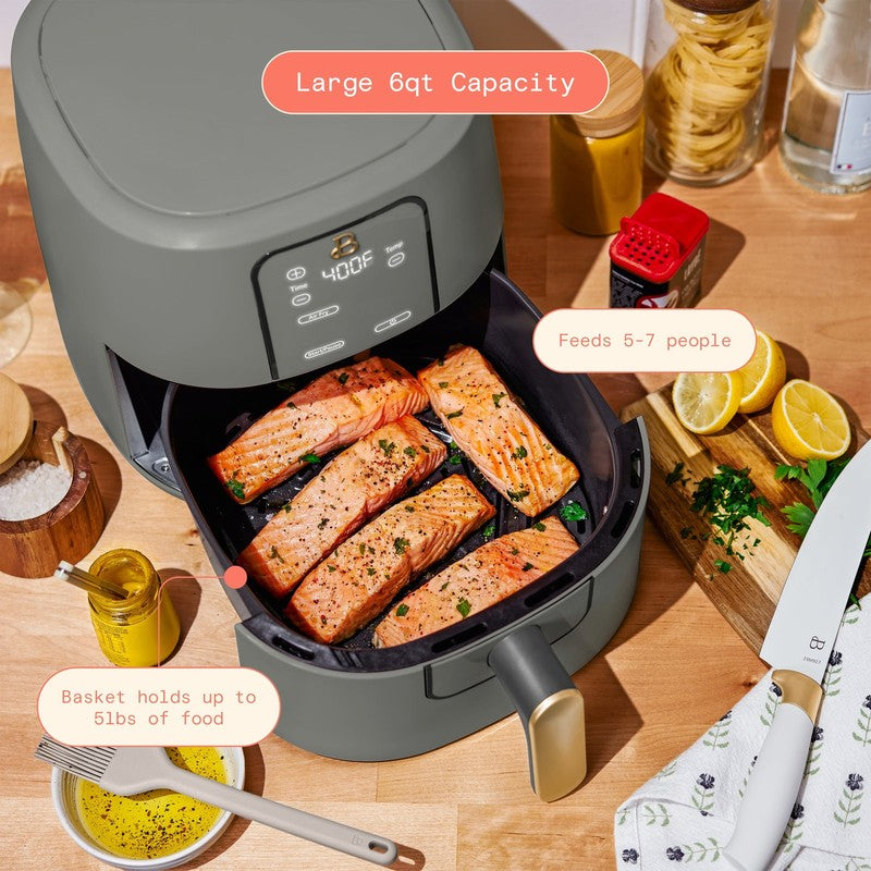 6 Qt Air Fryer w/ Turbocrisp Technology Evergood Ceramic Nonstick Oyster Grey5