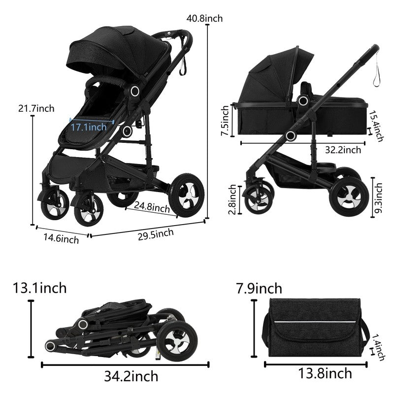 3-In-1 Convertible Baby Stroller with Big Seat and Adjustable Canopy, 24 Pound, 6