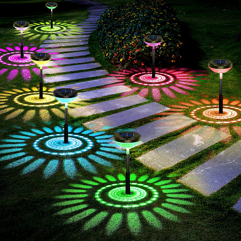 8 Pack Solar Pathway Lights, Multicolor & Warm White LED, IP67 Waterproof, Outdo11