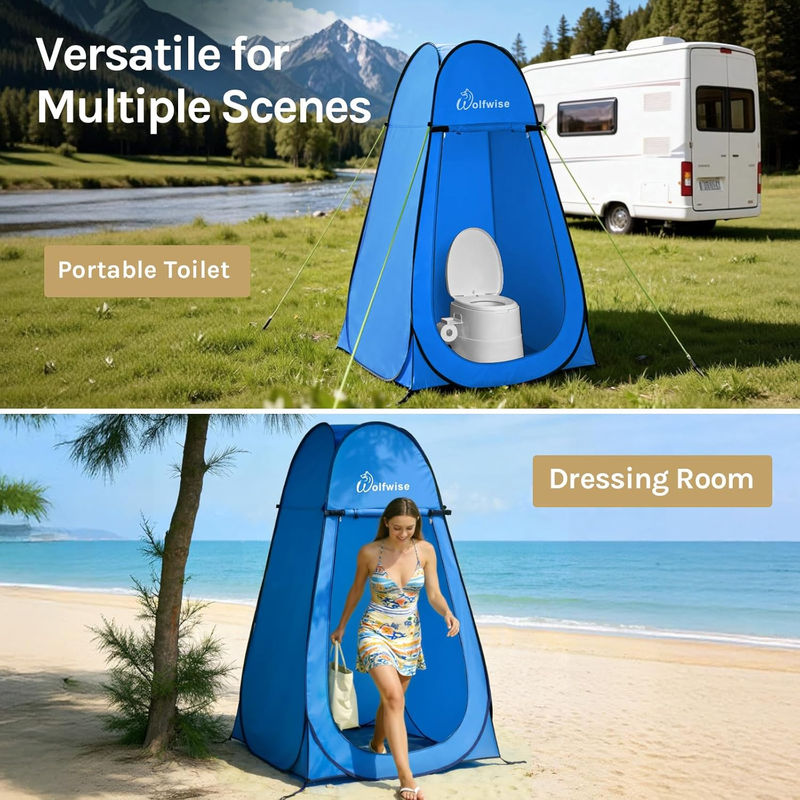 Pop Up Shower Tent Camping Portable Privacy Changing Ventilated Carry Bag Blue4