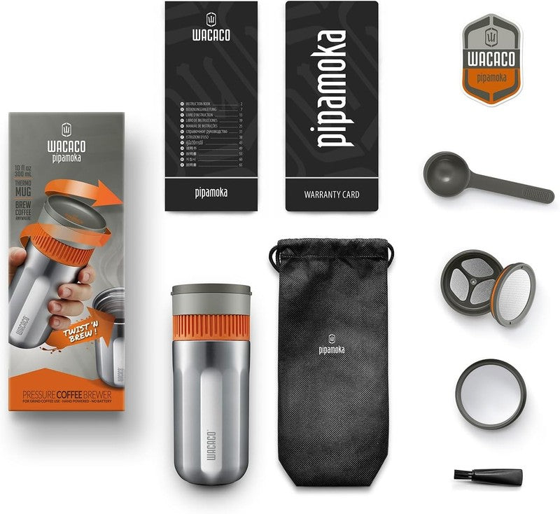 Pipamoka Portable Coffee Maker Vacuum Press Travel Mug 10oz Stainless Steel8