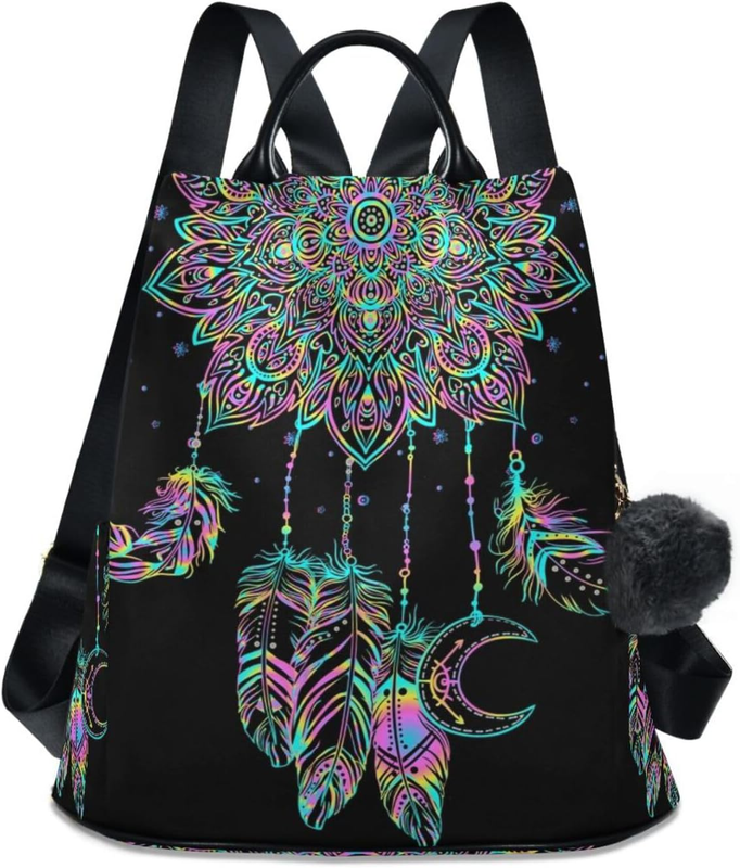 Women Boho Backpack Dreamcatcher Lotus Anti Theft Fashion Shoulder Bag Backpack7