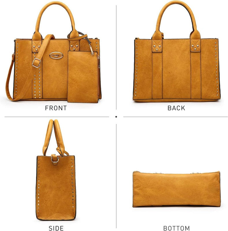 3Pc Women’s Handbag Set Tote Satchel Shoulder Top Handle Purse Wallet2