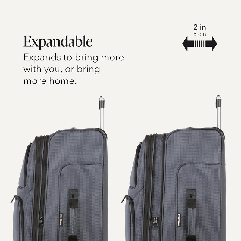 Sion Large Checked Softside Expandable Spinner Travel Suitcase Dark Grey3