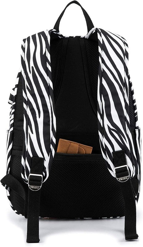 Water Resistant Laptop Backpack USB Port 13 15.6" Travel Outdoor Zebra2