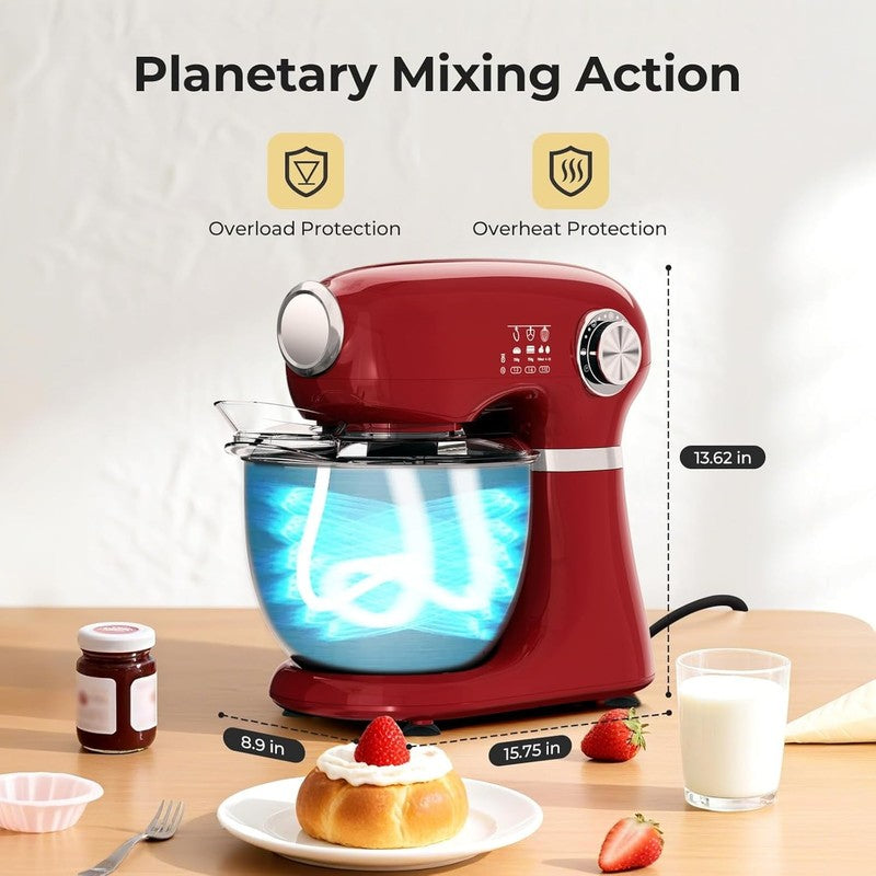 12 Speed Stand Mixer Tilt Head 5.3QT Stainless Steel Bowl Red Kitchen Mixer4