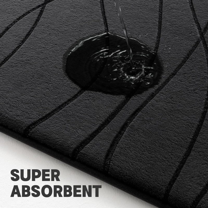 Memory Foam Black Bathroom Rug Sets 5 Piece, Ultra Absorbent Bath Mat for Bathro2