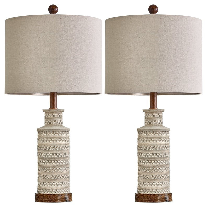 Bedside Lamp Set of 2 for Bedroom 24" Traditional Living Room Resin Nightstand T8