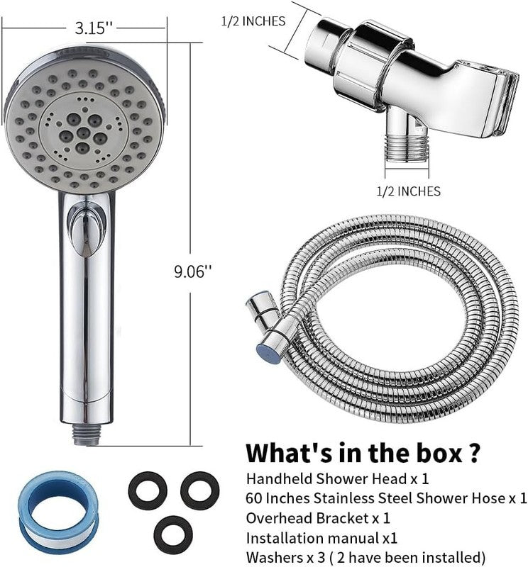 High Pressure Handheld Shower Head 6 Settings w/ Hose ON/OFF Switch Spa Chrome5