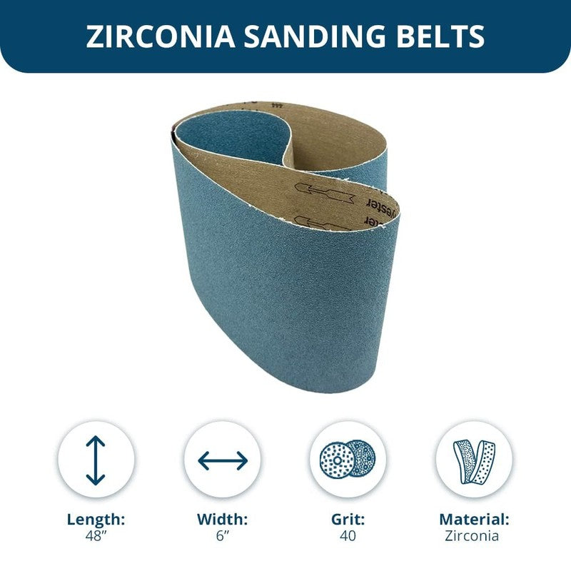 Zirconia Sanding Belts 6x48 Inch, 40 Grit for Metal & Wood Polishing (2 Pack)4