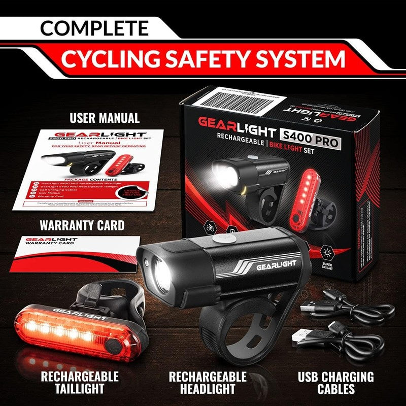 Rechargeable Bike Light Set Front & Rear Powerful Night Riding Safety Lights6