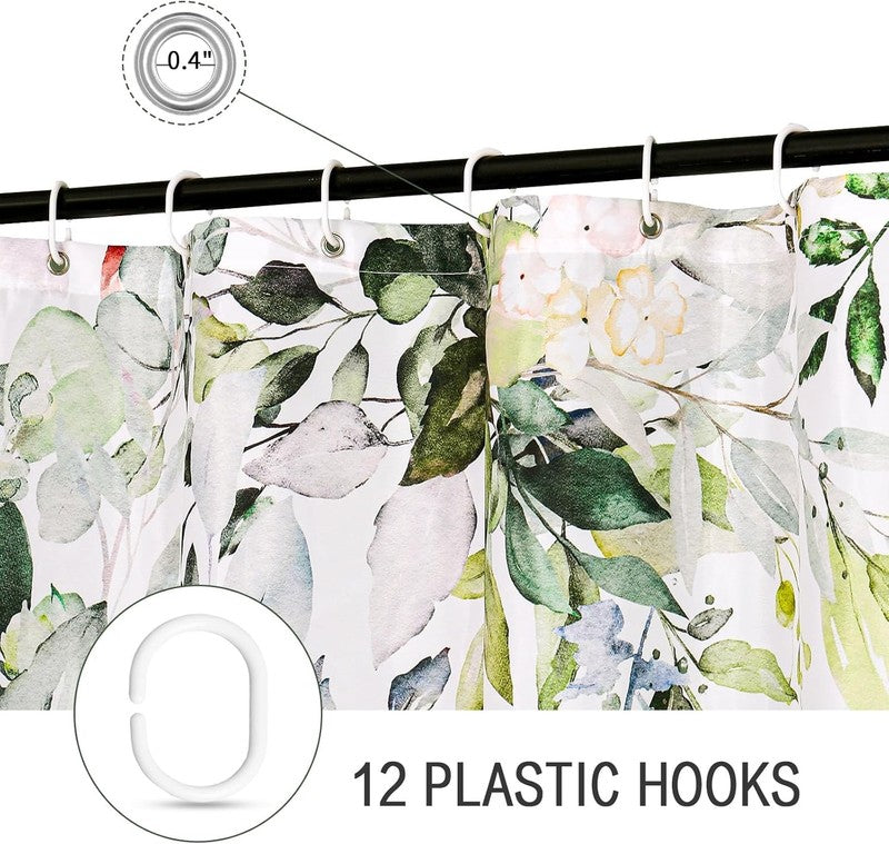 Sage Green Eucalyptus Shower Curtain Set with Hooks - Waterproof 72x72 Inch3