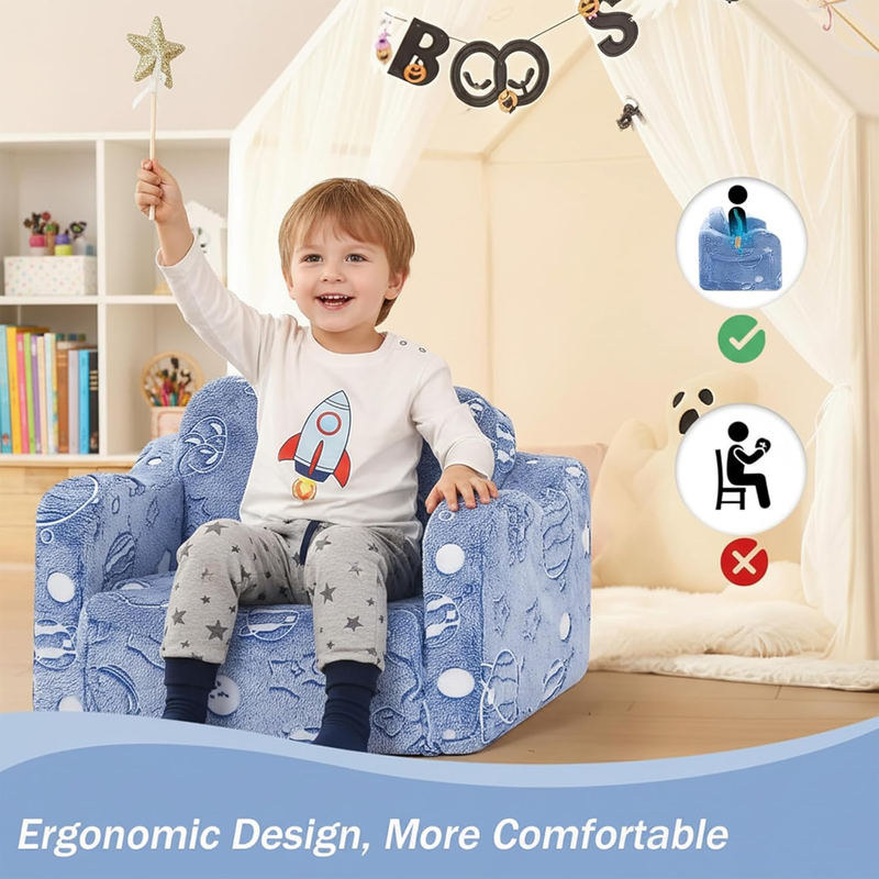 Toddler Glow in the Dark Astronaut Sofa Bed 2 in 1 Fold Out Lounger 1 32