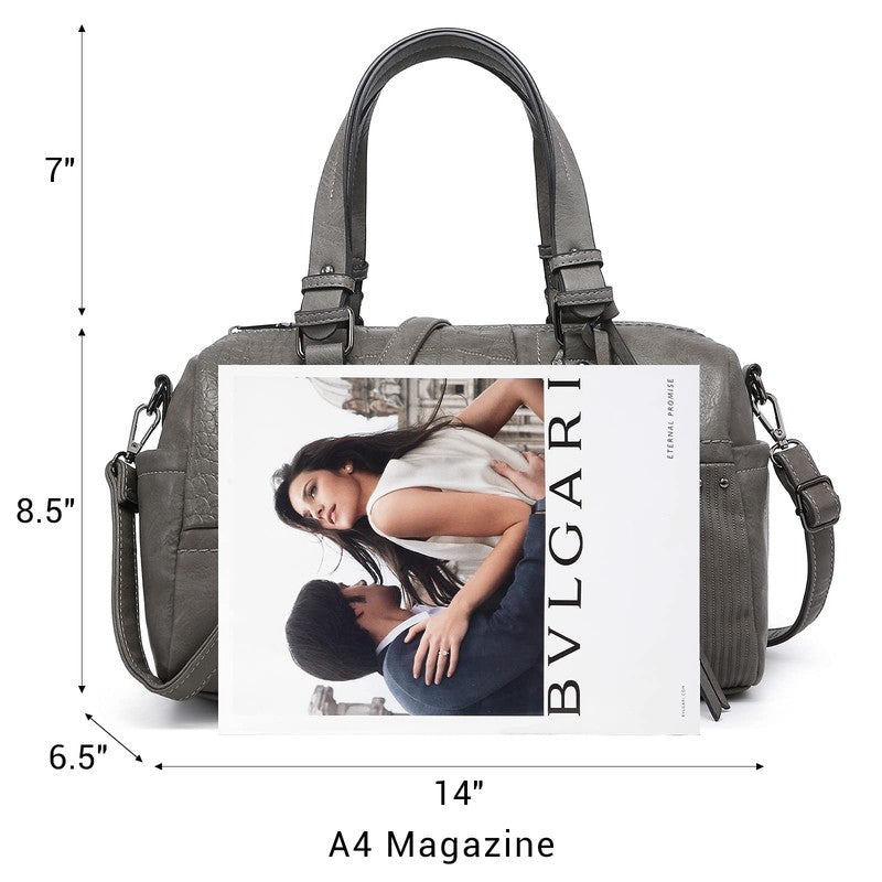 Women Soft Vegan Leather Barrel Bags Large Top Handle Totes Satchel Handbags Sho4