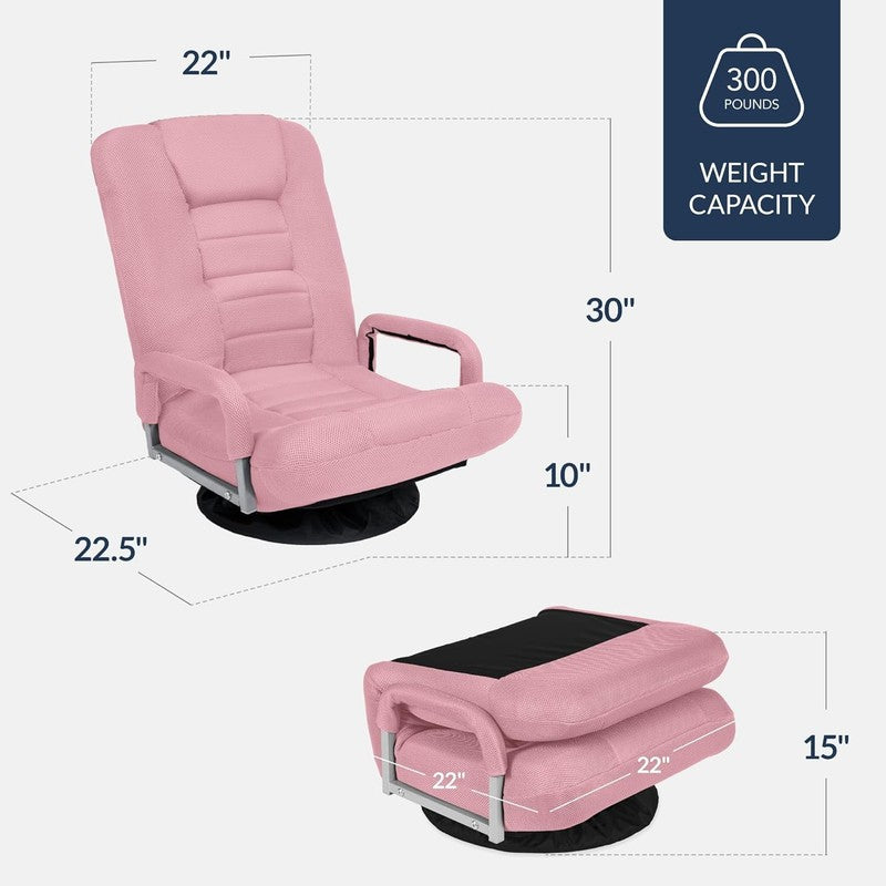 Gaming Floor Rocker Chair 360° Swivel, Lumbar Support, Adjustable Back – Pink2
