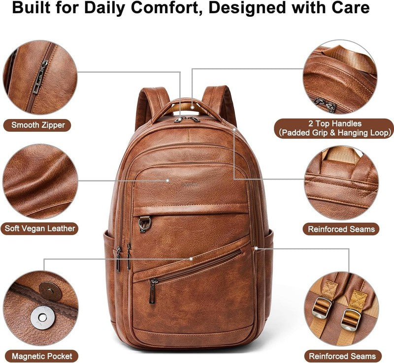 43L Backpack for Women Men - Vegan Leather Backpack Purse Travel Carry-On Bag Co4