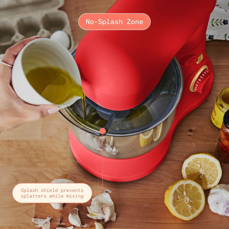 3.5 Qt Stand Mixer Tomato Red w/ Flat Beater Dough Hook & Whisk4