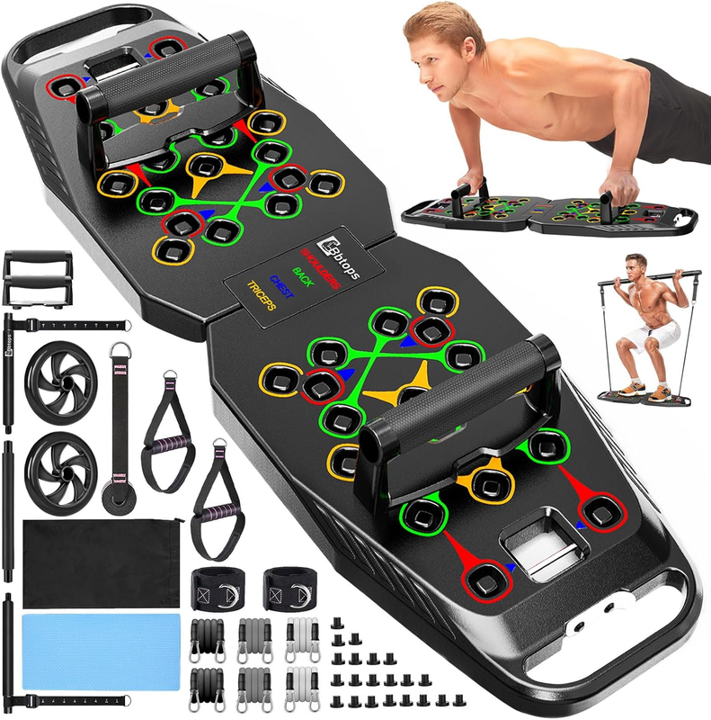 25 in 1 Push Up Board Pilates Bar Foldable Home Gym Strength Training9