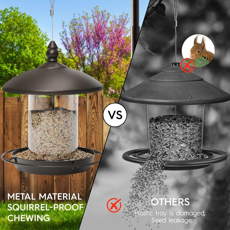 Metal Roof Bird Feeder - Chew Proof for Outdoor Hanging Wild Bird Seeds. Bronze6