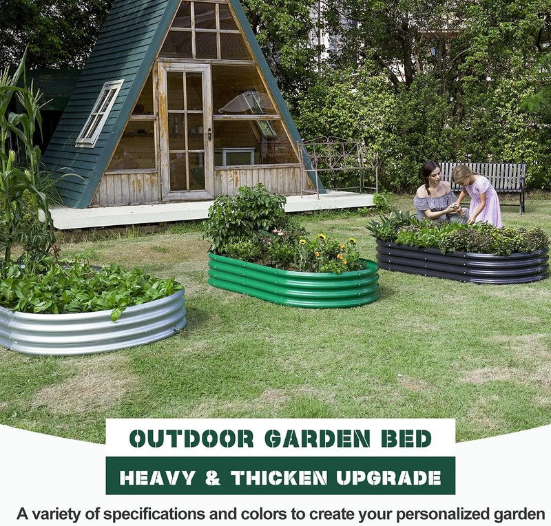 Galvanized Raised Garden Bed Kit, Galvanized Planter Garden Boxes Outdoor, Oval 1