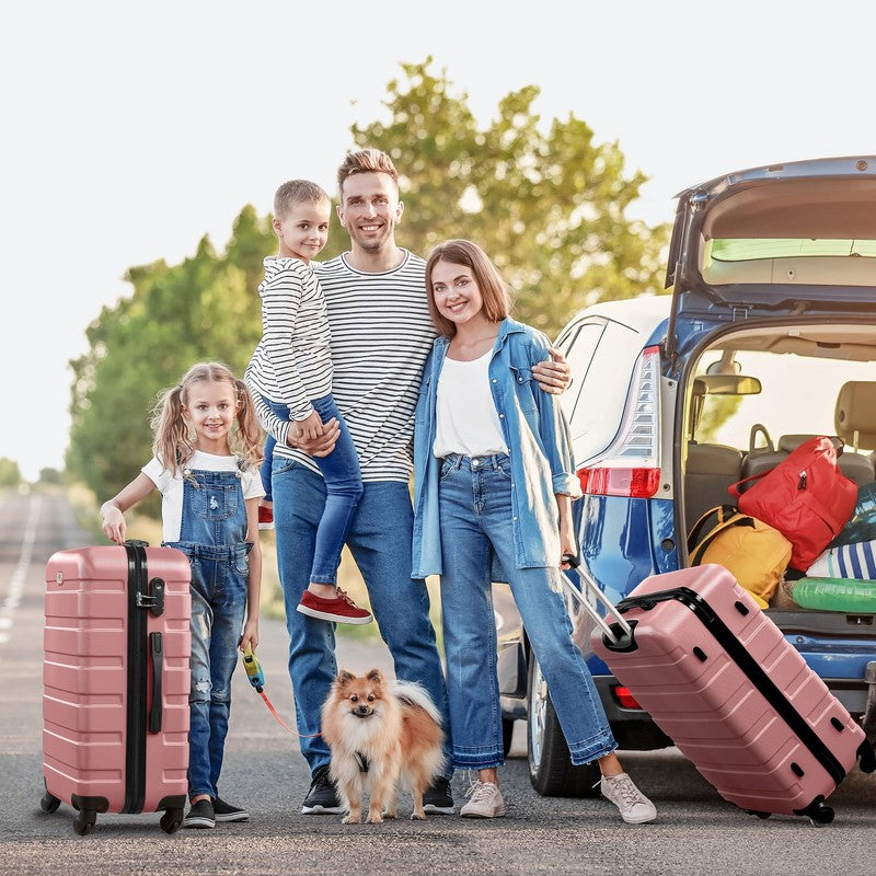 4 Piece Luggage Set Hardside Spinner Suitcase 16 20 24 28 Inch Lightweight Pink9