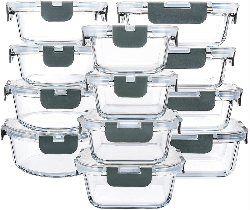 24 Piece Glass Meal Prep Containers Airtight Snap Lock Lids9