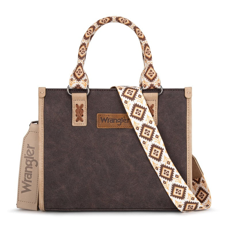 Wrangler Tote Bag Women Western Retro Top Handle Aztec Strap Handbag Coffee5