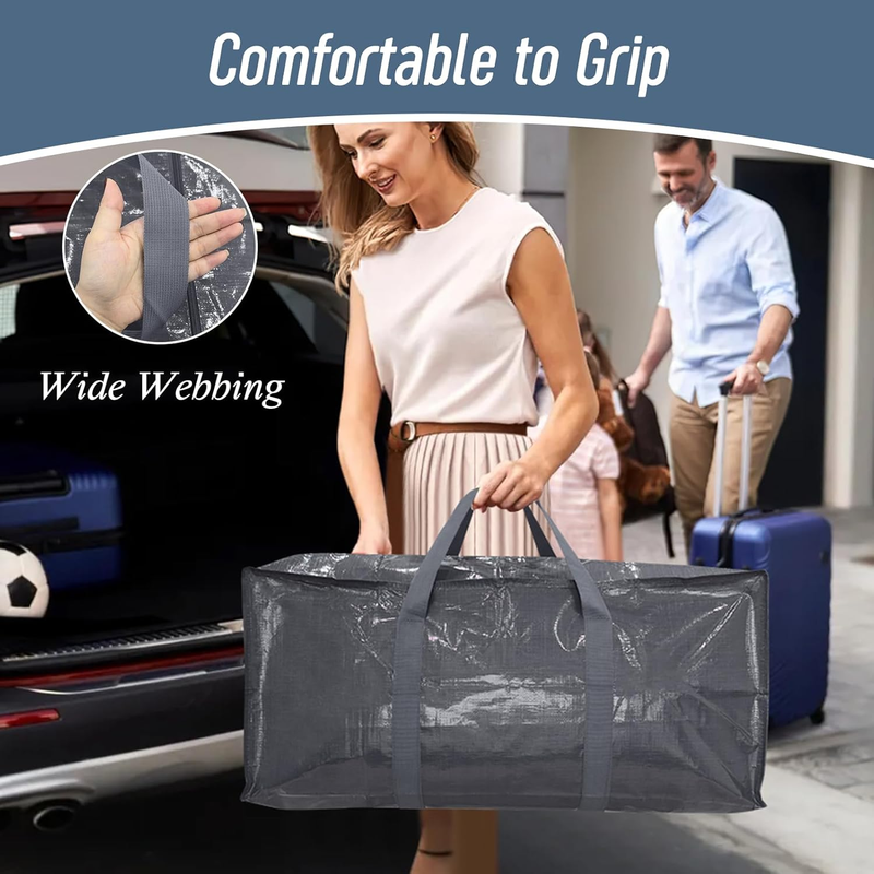 6 Pack Heavy Duty Moving Bags Large Storage Zipper Handles Gray5
