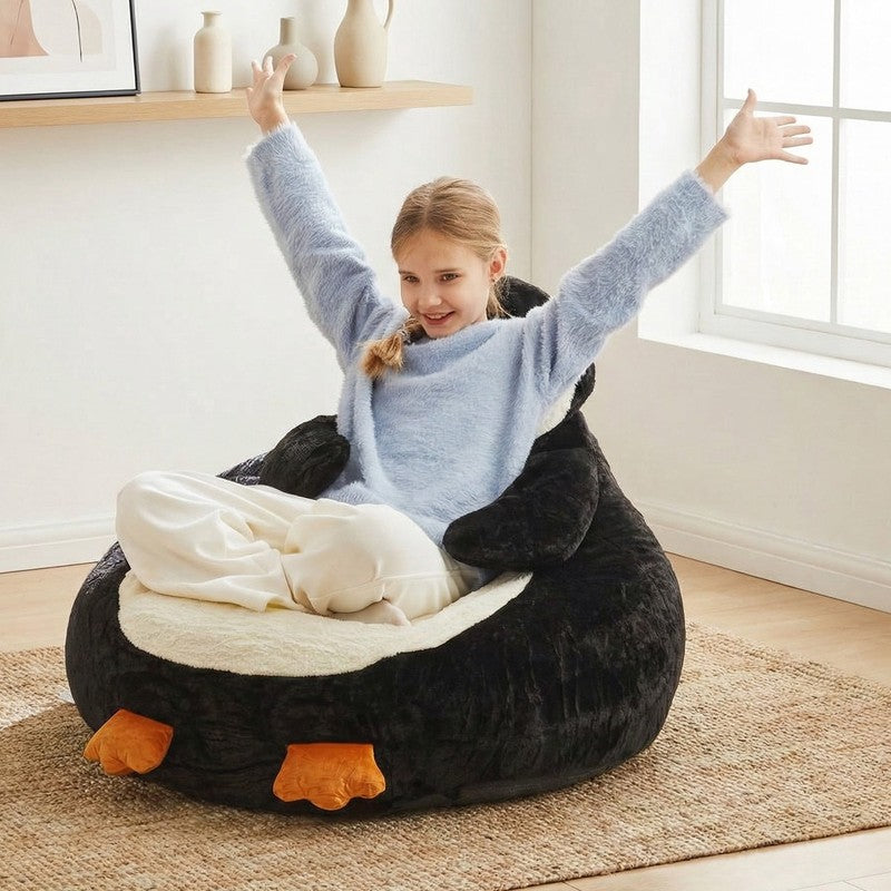 34Inch Penguin Shaped Mini Sofa Chair, Cute Cartoon Sofa with Washable Cover, Be2