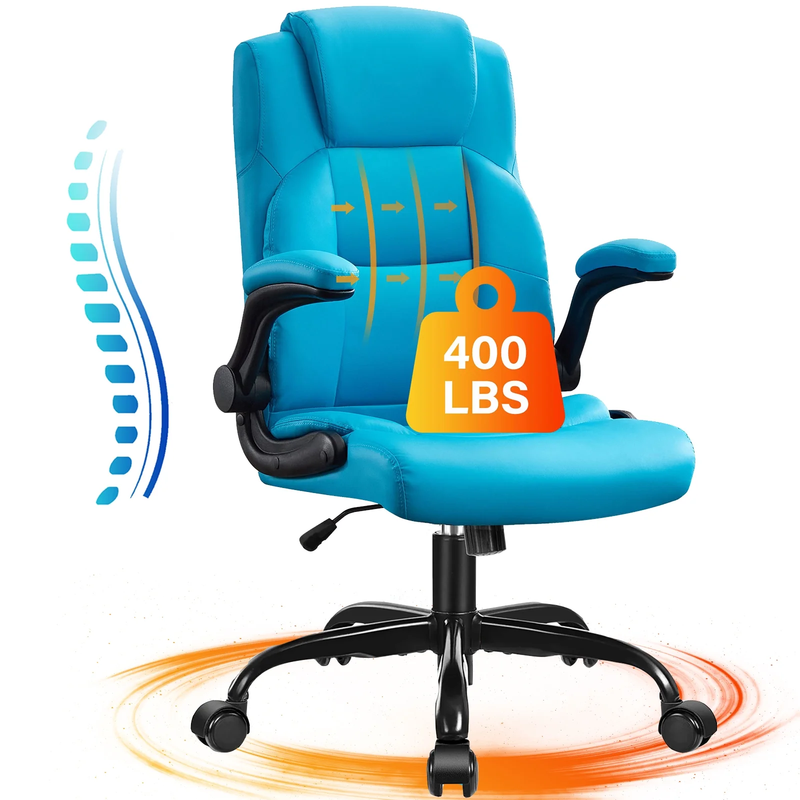 Leather Office Chair, Big and Tall Office Chair 400LBS Wide Seat Ergonomic Compu0