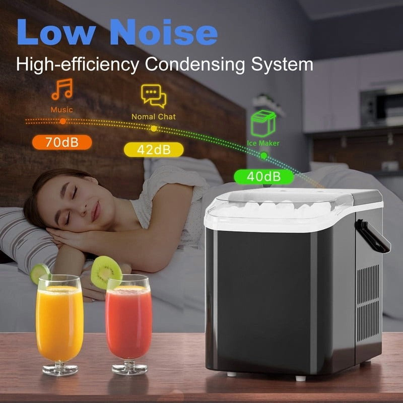 Countertop Ice Maker, 9 Bullet Ice Cubes in 6 Mins, 26Lbs/24H, W/ Scoop & Basket5