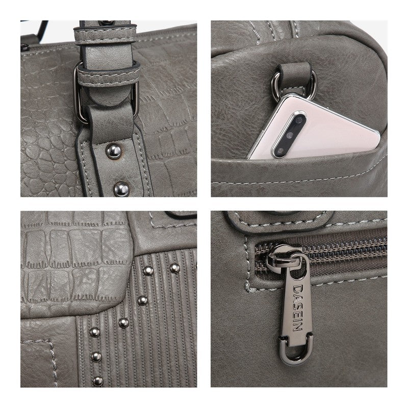 Women Soft Vegan Leather Barrel Bags Large Top Handle Totes Satchel Handbags Sho5