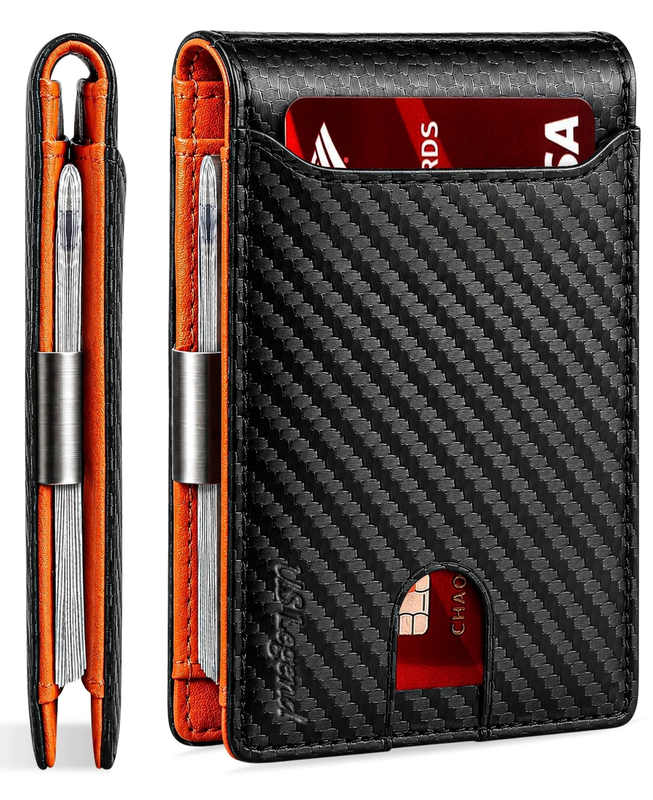 Men's Slim Leather RFID Money Clip Wallet Bifold ID Window 10 Card Slots9