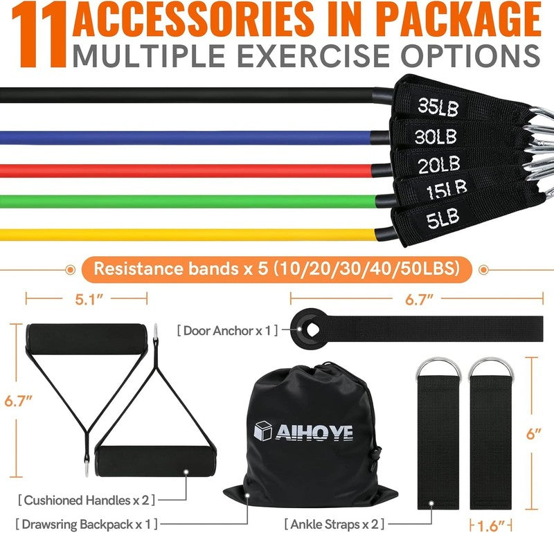 Resistance Bands w/ Handles Door Anchor Stretch Bands Home Gym Workout5