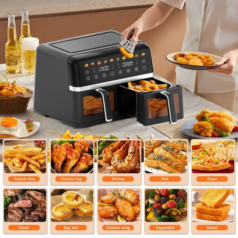 Digital Air Fryer Oven   2 Independent 5 Qt Baskets, View Window, 1800W4