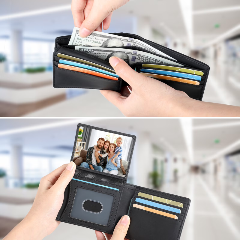 Wallet for Men, Slim Leather Rfid Blocking Mens Wallet with 2 ID Windows, Bifold5