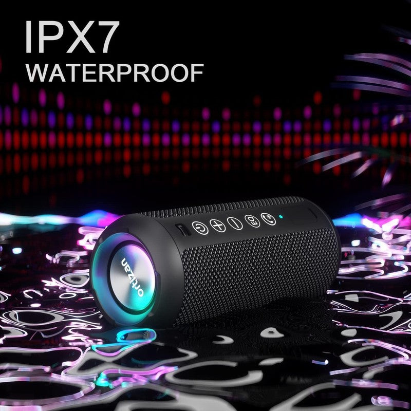 24W Bluetooth Speaker, IPX7 Waterproof, Deep Bass, LED Lights, 30H Play, Black6