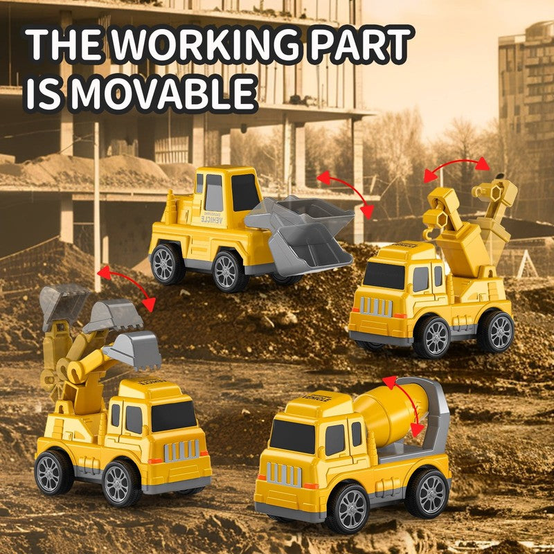Construction Truck Toys for 3-7 Years Old Boys - Kids Friction Powered Car Toys 4