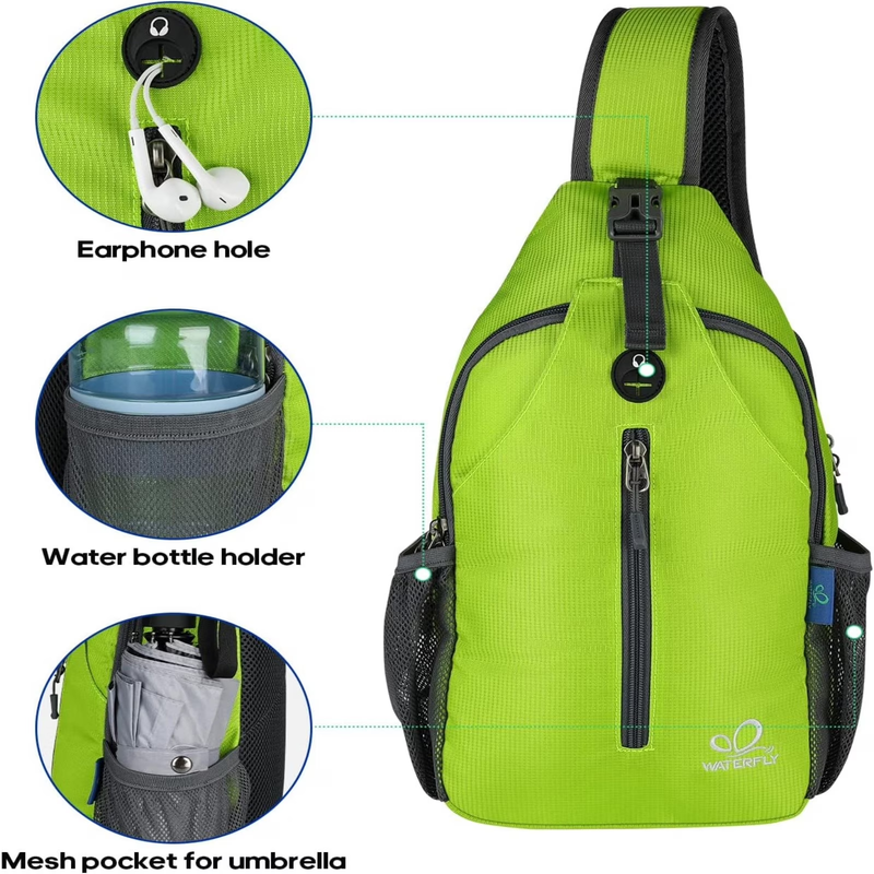 Unisex Hiking Travel Nylon Sling Bag Cross Body Shoulder Chest Bag,Fluorescen3