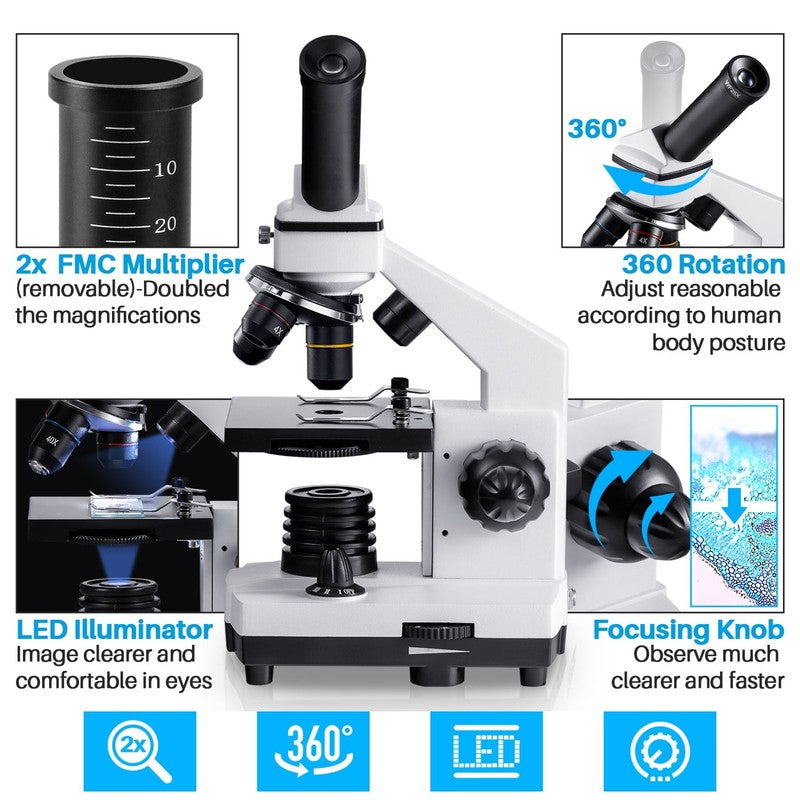 Biological Microscope 100X–2000X for Kids & Adults – High Power9